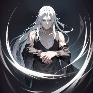Between this misty mountain, a white-haired Heavenly Sword Sect elder appeared extremely majestic and mysterious in the picture.

His black robe flicked, his sword hanging from his sleeve, staring ahead, the corners of his mouth slightly raised, not knowing what to laugh at (it seemed that there was something on his mind). His white beard was draped over his chest, and his kind and kind aura even made people think that he was the Holy Master of the Heavenly Sword Sect, possessing magical power and wisdom.

The whole picture is dominated by black and light gray, with black as the base color, emphasizing the rigor, justice and majesty of the Heavenly Sword Sect, showing the solemnity and solemnity of a white-haired elder. His image is simple and beautiful, and his expression exudes a deep wisdom and firm conviction.

This white-bearded elder of the Heavenly Sword Sect used his wisdom and temperament to show the demeanor and temperament of a Daoist patriarch. Through his image, the picture conveys a value of respecting the elders and respecting others, and expresses the tranquility and peace of the moment.

The whole picture conveys a kind of mystery and respect, which makes people feel a sense of admiration, and they can't help but want to know more about the story and inner world of this sect elder.