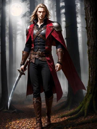 Modelshoot Style, Castlevania Characters, single man, very handsome, vampire fantasy action epic CG, (European male 30 to 40 years old), (realistic:1. 5), glowing red sharp eyes, very pale skin, (full body:1. 4) looking away and he is tall, sharp nose, extremely detailed , Dramatic Lighting, (background: dark fantasy view, dark forest between dark castle, red full moon shiny, fog) holding Sword, <lyco:UnlimitedBladeWorksv0. 4:1. 0. 9> , <lora:add_detail:1>, 16k, UHD, HDR, (Masterpiece:1. 5), (best quality:1. 5)