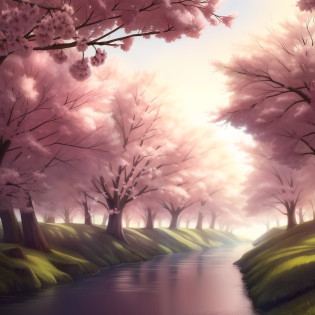 pink trees?A river flowing through a lush forest, cherry blossom forest, The cherry tree, lush sakura trees, The cherry tree, cherry trees, anime nature, cherry blossom, anime nature wallpap, cherryblossom, The cherry tree, cherry blosom trees, green grass?and cherry blossoms, pink trees, Very beautiful scenery, nature wallpaper, anime beautiful peace scene