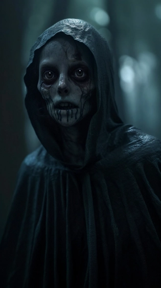 An emaciated creature in the woods, ghoul, unholy, creepy, horror, dark, intricate design and details, dramatic lighting, photorealistic, cinematic, 8k --ar 9:16 --v 5