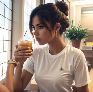 mulher linda, Supermodelo brasileira, brasileiro, na copa do mundo, fernanda suarez, Caroline Gariba, Ana de Armas, colombiano, Malika Favre, linda senhora, julia sarda, ??, Parece Fabiula Nascimento, Dua Lipa, Beautiful Mexican woman drinking a drink from a plastic cup in a restaurant, girl with messy bun hairstyle, drinking boba tea, Isabela Moner, com um canudo, drinking a strawberry iced latte, Cerveja Soft Devil Queen Madison, drinking a coffee, drinking coffee, com cabelos escuros amarrados em um coque, vestido com uma camiseta branca, com uma bebida, Cerveja Madison, fotografia realista, fotografia, obra-prima, realista, Realismo, renderizado, Alto contraste, Arte Digital, fotogr�ficorealista, trend in Artstation 8k HD, high definiton, circunstanciado, Realistic, detalhada, textura da pele, hiperdetalhada, Textura realista da pele, melhor qualidade, ultra high-resolution, (fotografiarrealista: 1.4), alta resolu��o, detalhada, fotografia crua, Crisp resolution, Nikon d850 filme, fotografia de stock 4, Kodak Portra 400 Camera F1 Lens.6, textura hiper realista, lighting dramatic, Unrealistic trend in Artstation Cinestill 800, RAW. Directed by: Lee Jeffries.