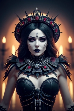 a beautiful skeleton woman dressed in a queens attire, queen of the underworld, colored eye area, hollow eyes, blood, veins, intricate, detailed, . sideway pose, living dead, morbid, unholy, a living dead, fantasy, extremely intricate, cinematic, hyper realistic, hyper detailed, cinematic, absurdres, 4k, 8k, UHD, HDR, octane render, unreal engine