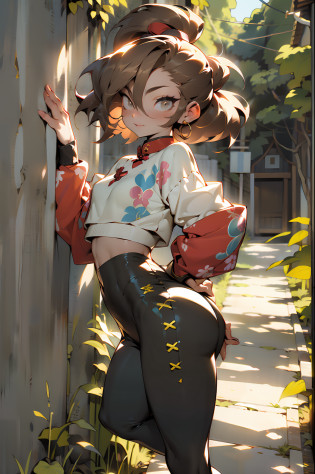 sfv, best qualityer, ?????, ultral detailed face and eyes, small thong, perfect ass, (Fotorrealista: 1.4), The background is blurred out, 1 rapariga, Side Body, Put your hands behind your back, 16yo girl, Teenage uncensored, ??, Side Body, (Therefore: blanche: Green yoga pants), (pale brown: rot: whaite hair: 1,4), looking at viewert, ssmile, fisherman, little ass, (long leges: 1,2), seios enormes, a narrow waist, Over the wall, camel's foot,