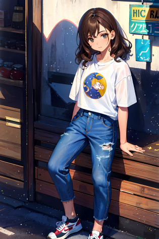 Tina is a charming ten-year-old girl with brown hair in curls, olhos grandes e expressivos de cor castanho-esverdeada e pele suave com um tom dourado e sardas leves no rosto. Seu estilo de se vestir inclui uma jaqueta jeans desgastada, Colorful T-shirt emblazoned with constellations, Comfortable pants and sturdy sneakers for your outdoor adventures.

Nino, por sua vez, He's a lively nine-year-old with messy, light brown hair, olhos azuis brilhantes e sardas nas bochechas e no nariz. He likes colorful and relaxed clothes, como camisetas com estampas de planetas e estrelas, jaqueta esportiva, pants with pockets for your tools and versatile and comfortable sneakers.

Juntos, Tina e Nino formam uma dupla perfeita, with its captivating characteristics and adventurous abilities. Eles representam a coragem, friendship and determination, sempre prontos para enfrentar novos desafios e descobrir o mundo com sua curiosidade e entusiasmo.