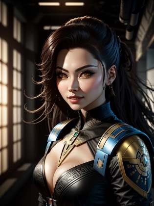 beautiful asian from (Star Wars:1. 2) in a metal corridor, metal windows looking to cosmo space, concept art, front, epic Instagram, artstation, hyperdetailed intricately detailed, unreal engine, fantastical, intricate detail, splash screen, complementary colors, fantasy concept art, 8k, deviantart masterpiece, oil painting, heavy strokes, splash artsModel: Lyriel v1. 5