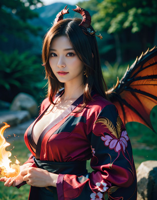(((masutepiece,))),Professional , ?masterpiece?top-quality?photos realistic , depth of fields ?Raw photo????1a person?glowy skin??sexypose??(Black maple on the background of full bloom),?Ultimate Beauty??A dark-haired?Mystical expression?Light Effects?intense fighting?Wind-effect?ultrasharp??shrine background)??Kimono with beautiful pattern???Midnight background??Beautiful hair ornament on the head?,(intense fighting?,??Precipitous cliffs??,(Wear a beautiful kimono),?Wear a colorful and beautiful kimono??cleavage of the breast??Japan Castle Background??Jewel Gold Weapon?Particles of light),(intense fighting??Gorgeous jewelry hair ornaments on the head ,Castle background??? Gorgeous Dragon Sword?? , ?a dark night?,,?maikurobikini? ???Black Haired Beautiful Girl????Castle background???demonic wings????Gangle's forest background???Beautiful Caucasian beauty??a person?dynamic ungle,(((Two devil's horns on the head)))?Smaller head?Idle Smile?Thin and beautiful female hands?Mystical expression?Light Effects?intense fighting?Wind-effect?magic circles?With the legendary magic wand?Dragon's tail?Anatomically correct fingers?Full Body Angle?Anatomically correct number of fingers?