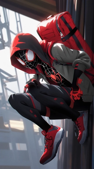 spider man, Miles Morales, comics art, render, high detai --ar 9:16