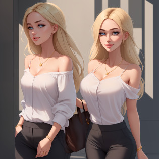 (masterpiece, best quality), (finely detailed beautiful eyes), (finely detailed eyes and detailed face), (scenery), (extremely detailed CG, ultra-detailed, best shadow), ((depth of field)), beautiful concept illustration, (illustration), (extremely fine and beautiful), (perfect details), cowboy shot, young woman, mid 20s, smile, happy, Cool and sophisticated hairstyle, ((golden blonde hair)), shoulder length hair, medium-long hair, Simple styling, sharp lines, Natural and elegant makeup, To make the skin shine and bring out a sense of transparency, Simple eye makeup, mascara, Minimalism, monotone, simple color palettes, Clean, sharp designs, flowing silhouettes, Tight skirts and pants, high-waisted skirts and pants, simple dresses, shirts and blouses, asymmetrical, geometric, Elegant and luxurious materials and designs, Simple, minimal accessories, Slim necklaces and rings in silver or gold, Simple bangles, Distinctive designs, simple silhouettes, chic and mature impression, simple and sophisticated style, elegance, minimalism, high quality materials, cool and urban impression, high fashion, simplicity and sophistication, ((Lavender eyes)), detailed lips, glossy lips, lipstick, D-cup breasts, best quality, masterpiece
