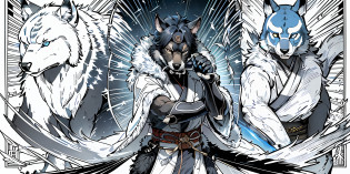 Top quality ultra-fine illustrations, movie posters, Zatoichi, Blind Swordsman (bamboo forest, dark night with beautiful full moon, rays of light through bamboo, backlighting, Tyndall phenomenon) (beautiful face and eyes, down to the details) Absurd perfect anatomy ((Beastman))) (furry, pairs, boy with girls on his back, Japan kimono, ninja, sword with blue flames, battle duels, concentration lines) ( Furry Antro: 1.7) ((((((Furry body, animal facial features, animal body features)))) (((((Highly detailed fur on the muzzle of the animal))))) full body, sturdy look, shouting, combat regime (dynamic pose),