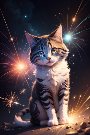 catss?sparklers?Cartoon style?kosmos