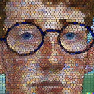 face of a man with spectacles and freckles in the style of Th�o Rysselberghe