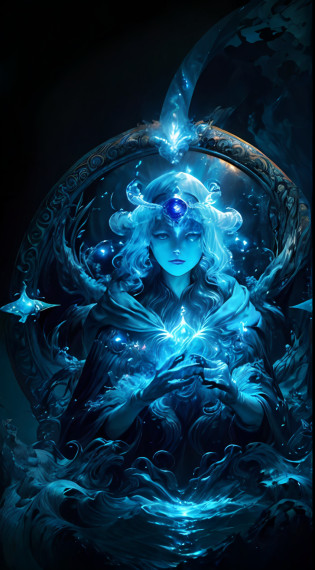 ((Bestquality)), ((Uma obra-prima)), ((realisti)), retratos,1girle,retrato de corpo inteiro, corpos celestes, O deus, uma deusa, light particules, Halo, olha para o espectador, Olhos firmes, Ombros nus, Parietal thorax, cloak with hood Poker face,(bioluminescense: 0.9 meninas 5) Oceano, bioluminescense, cheio de energia, colorido,,,,, cor, (bio-luminescence, bio-luminescence),(beautiful composition), cinematic lights, Rodas dentro de rodas, (symmetr: 0.5 meninas), Whimsical,