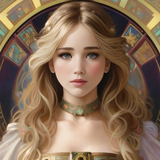 [Evan Rachel Wood: Jennifer Lawrence:0. 25], [Jennifer Aniston: Jennifer Connelly: 0. 25], Feminine, ((Perfect Face)), ((oil painting)), ((Matteo Lolli)), ((Sophie Anderson)), ((Alphonse Mucha)), (Intricate), (super high detail), (bokeh), illustration