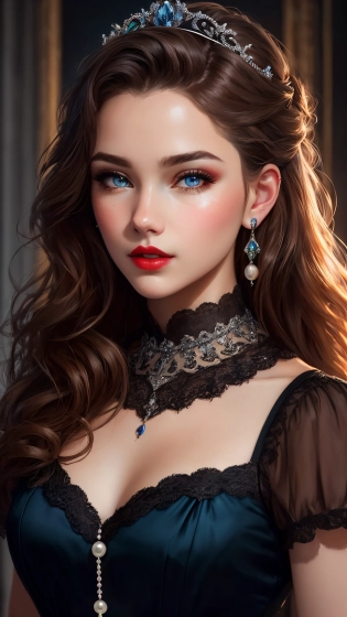 a woman with long hair and a tiara on her head is wearing pearls and pearls on her head, highly detailed digital painting, a photorealistic painting, gothic art, single girl, very pale skin, blue eyes, brown hair, closed mouth, curly hair, earrings, eyelashes, jewelry, lips, lipstick, looking at viewer, makeup, red lips, solo, (Ethereal:1. 1), Back lit, (Glow Effects:1. 1), (by Anne Stokes), 16k, UHD, HDR, (Masterpiece:1. 5), (best quality:1. 5), RAW candid cinema, studio, 16mm, ((color graded portra 400 film)) ((remarkable color)), (ultra realistic), textured skin, remarkable detailed pupils, ((realistic dull skin noise)), ((visible skin detail)), ((skin fuzz)), (dry skin) shot with cinematic camera, Digital art, glow effects, Hand drawn, render, 8k, octane render, cinema 4d, blender, dark, atmospheric 4k ultra detailed, cinematic sensual, Sharp focus, humorous illustration, big depth of field, Masterpiece, colors, 3d octane render, concept art, trending on artstation, hyperrealistic, Vivid colors, modelshoot style, (extremely detailed CG unity 8k wallpaper), professional majestic oil painting by Ed Blinkey, Atey Ghailan, by Jeremy Mann, Greg Manchess, Antonio Moro, trending on ArtStation, trending on CGSociety, Intricate, High Detail, Sharp focus, dramatic, photorealistic painting art by midjourney and greg rutkowski, 16k, UHD, HDR, (Masterpiece:1. 5), (best quality:1. 5), RAW candid cinema, studio, 16mm, ((color graded portra 400 film)) ((remarkable color)), (ultra realistic), textured skin, remarkable detailed pupils, ((realistic dull skin noise)), ((visible skin detail)), ((skin fuzz)), (dry skin) shot with cinematic camera, Digital art, glow effects, Hand drawn, render, 8k, octane render, cinema 4d, blender, dark, atmospheric 4k ultra detailed, cinematic sensual, Sharp focus, humorous illustration, big depth of field, Masterpiece, colors, 3d octane render, concept art, trending on artstation, hyperrealistic, Vivid colors, modelshoot style, (extremely detailed CG unity 8k wallpaper), professional majestic oil painting by Ed Blinkey, Atey Ghailan, by Jeremy Mann, Greg Manchess, Antonio Moro, trending on ArtStation, trending on CGSociety, Intricate, High Detail, Sharp focus, dramatic, photorealistic painting art by midjourney and greg rutkowski, 16k, UHD, HDR, (Masterpiece:1. 5), (best quality:1. 5), RAW candid cinema, studio, 16mm, ((color graded portra 400 film)) ((remarkable color)), (ultra realistic), textured skin, remarkable detailed pupils, ((realistic dull skin noise)), ((visible skin detail)), ((skin fuzz)), (dry skin) shot with cinematic camera, Digital art, glow effects, Hand drawn, render, 8k, octane render, cinema 4d, blender, dark, atmospheric 4k ultra detailed, cinematic sensual, Sharp focus, humorous illustration, big depth of field, Masterpiece, colors, 3d octane render, concept art, trending on artstation, hyperrealistic, Vivid colors, modelshoot style, (extremely detailed CG unity 8k wallpaper), professional majestic oil painting by Ed Blinkey, Atey Ghailan, by Jeremy Mann, Greg Manchess, Antonio Moro, trending on ArtStation, trending on CGSociety, Intricate, High Detail, Sharp focus, dramatic, photorealistic painting art by midjourney and greg rutkowski, 16k, UHD, HDR, (Masterpiece:1. 5), (best quality:1. 5), RAW candid cinema, studio, 16mm, ((color graded portra 400 film)) ((remarkable color)), (ultra realistic), textured skin, remarkable detailed pupils, ((realistic dull skin noise)), ((visible skin detail)), ((skin fuzz)), (dry skin) shot with cinematic camera, Digital art, glow effects, Hand drawn, render, 8k, octane render, cinema 4d, blender, dark, atmospheric 4k ultra detailed, cinematic sensual, Sharp focus, humorous illustration, big depth of field, Masterpiece, colors, 3d octane render, concept art, trending on artstation, hyperrealistic, Vivid colors, modelshoot style, (extremely detailed CG unity 8k wallpaper), professional majestic oil painting by Ed Blinkey, Atey Ghailan, by Jeremy Mann, Greg Manchess, Antonio Moro, trending on ArtStation, trending on CGSociety, Intricate, High Detail, Sharp focus, dramatic, photorealistic painting art by midjourney and greg rutkowski, 16k, UHD, HDR, (Masterpiece:1. 5), (best quality:1. 5), RAW candid cinema, studio, 16mm, ((color graded portra 400 film)) ((remarkable color)), (ultra realistic), textured skin, remarkable detailed pupils, ((realistic dull skin noise)), ((visible skin detail)), ((skin fuzz)), (dry skin) shot with cinematic camera, Digital art, glow effects, Hand drawn, render, 8k, octane render, cinema 4d, blender, dark, atmospheric 4k ultra detailed, cinematic sensual, Sharp focus, humorous illustration, big depth of field, Masterpiece, colors, 3d octane render, concept art, trending on artstation, hyperrealistic, Vivid colors, modelshoot style, (extremely detailed CG unity 8k wallpaper), professional majestic oil painting by Ed Blinkey, Atey Ghailan, by Jeremy Mann, Greg Manchess, Antonio Moro, trending on ArtStation, trending on CGSociety, Intricate, High Detail, Sharp focus, dramatic, photorealistic painting art by midjourney and greg rutkowski, 16k, UHD, HDR, (Masterpiece:1. 5), (best quality:1. 5), RAW candid cinema, studio, 16mm, ((color graded portra 400 film)) ((remarkable color)), (ultra realistic), textured skin, remarkable detailed pupils, ((realistic dull skin noise)), ((visible skin detail)), ((skin fuzz)), (dry skin) shot with cinematic camera, Digital art, glow effects, Hand drawn, render, 8k, octane render, cinema 4d, blender, dark, atmospheric 4k ultra detailed, cinematic sensual, Sharp focus, humorous illustration, big depth of field, Masterpiece, colors, 3d octane render, concept art, trending on artstation, hyperrealistic, Vivid colors, modelshoot style, (extremely detailed CG unity 8k wallpaper), professional majestic oil painting by Ed Blinkey, Atey Ghailan, by Jeremy Mann, Greg Manchess, Antonio Moro, trending on ArtStation, trending on CGSociety, Intricate, High Detail, Sharp focus, dramatic, photorealistic painting art by midjourney and greg rutkowski, 16k, UHD, HDR, (Masterpiece:1. 5), (best quality:1. 5), RAW candid cinema, studio, 16mm, ((color graded portra 400 film)) ((remarkable color)), (ultra realistic), textured skin, remarkable detailed pupils, ((realistic dull skin noise)), ((visible skin detail)), ((skin fuzz)), (dry skin) shot with cinematic camera, Digital art, glow effects, Hand drawn, render, 8k, octane render, cinema 4d, blender, dark, atmospheric 4k ultra detailed, cinematic sensual, Sharp focus, humorous illustration, big depth of field, Masterpiece, colors, 3d octane render, concept art, trending on artstation, hyperrealistic, Vivid colors, modelshoot style, (extremely detailed CG unity 8k wallpaper), professional majestic oil painting by Ed Blinkey, Atey Ghailan, by Jeremy Mann, Greg Manchess, Antonio Moro, trending on ArtStation, trending on CGSociety, Intricate, High Detail, Sharp focus, dramatic, photorealistic painting art by midjourney and greg rutkowski, 16k, UHD, HDR, (Masterpiece:1. 5), (best quality:1. 5), RAW candid cinema, studio, 16mm, ((color graded portra 400 film)) ((remarkable color)), (ultra realistic), textured skin, remarkable detailed pupils, ((realistic dull skin noise)), ((visible skin detail)), ((skin fuzz)), (dry skin) shot with cinematic camera, Digital art, glow effects, Hand drawn, render, 8k, octane render, cinema 4d, blender, dark, atmospheric 4k ultra detailed, cinematic sensual, Sharp focus, humorous illustration, big depth of field, Masterpiece, colors, 3d octane render, concept art, trending on artstation, hyperrealistic, Vivid colors, modelshoot style, (extremely detailed CG unity 8k wallpaper), professional majestic oil painting by Ed Blinkey, Atey Ghailan, by Jeremy Mann, Greg Manchess, Antonio Moro, trending on ArtStation, trending on CGSociety, Intricate, High Detail, Sharp focus, dramatic, photorealistic painting art by midjourney and greg rutkowski, 16k, UHD, HDR, (Masterpiece:1. 5), (best quality:1. 5), RAW candid cinema, studio, 16mm, ((color graded portra 400 film)) ((remarkable color)), (ultra realistic), textured skin, remarkable detailed pupils, ((realistic dull skin noise)), ((visible skin detail)), ((skin fuzz)), (dry skin) shot with cinematic camera, Digital art, glow effects, Hand drawn, render, 8k, octane render, cinema 4d, blender, dark, atmospheric 4k ultra detailed, cinematic sensual, Sharp focus, humorous illustration, big depth of field, Masterpiece, colors, 3d octane render, concept art, trending on artstation, hyperrealistic, Vivid colors, modelshoot style, (extremely detailed CG unity 8k wallpaper), professional majestic oil painting by Ed Blinkey, Atey Ghailan, by Jeremy Mann, Greg Manchess, Antonio Moro, trending on ArtStation, trending on CGSociety, Intricate, High Detail, Sharp focus, dramatic, photorealistic painting art by midjourney and greg rutkowski, 16k, UHD, HDR, (Masterpiece:1. 5), (best quality:1. 5), RAW candid cinema, studio, 16mm, ((color graded portra 400 film)) ((remarkable color)), (ultra realistic), textured skin, remarkable detailed pupils, ((realistic dull skin noise)), ((visible skin detail)), ((skin fuzz)), (dry skin) shot with cinematic camera, Digital art, glow effects, Hand drawn, render, 8k, octane render, cinema 4d, blender, dark, atmospheric 4k ultra detailed, cinematic sensual, Sharp focus, humorous illustration, big depth of field, Masterpiece, colors, 3d octane render, concept art, trending on artstation, hyperrealistic, Vivid colors, modelshoot style, (extremely detailed CG unity 8k wallpaper), professional majestic oil painting by Ed Blinkey, Atey Ghailan, by Jeremy Mann, Greg Manchess, Antonio Moro, trending on ArtStation, trending on CGSociety, Intricate, High Detail, Sharp focus, dramatic, photorealistic painting art by midjourney and greg rutkowski, 16k, UHD, HDR, (Masterpiece:1. 5), (best quality:1. 5), RAW candid cinema, studio, 16mm, ((color graded portra 400 film)) ((remarkable color)), (ultra realistic), textured skin, remarkable detailed pupils, ((realistic dull skin noise)), ((visible skin detail)), ((skin fuzz)), (dry skin) shot with cinematic camera, Digital art, glow effects, Hand drawn, render, 8k, octane render, cinema 4d, blender, dark, atmospheric 4k ultra detailed, cinematic sensual, Sharp focus, humorous illustration, big depth of field, Masterpiece, colors, 3d octane render, concept art, trending on artstation, hyperrealistic, Vivid colors, modelshoot style, (extremely detailed CG unity 8k wallpaper), professional majestic oil painting by Ed Blinkey, Atey Ghailan, by Jeremy Mann, Greg Manchess, Antonio Moro, trending on ArtStation, trending on CGSociety, Intricate, High Detail, Sharp focus, dramatic, photorealistic painting art by midjourney and greg rutkowski, 16k, UHD, HDR, (Masterpiece:1. 5), (best quality:1. 5), RAW candid cinema, studio, 16mm, ((color graded portra 400 film)) ((remarkable color)), (ultra realistic), textured skin, remarkable detailed pupils, ((realistic dull skin noise)), ((visible skin detail)), ((skin fuzz)), (dry skin) shot with cinematic camera, Digital art, glow effects, Hand drawn, render, 8k, octane render, cinema 4d, blender, dark, atmospheric 4k ultra detailed, cinematic sensual, Sharp focus, humorous illustration, big depth of field, Masterpiece, colors, 3d octane render, concept art, trending on artstation, hyperrealistic, Vivid colors, modelshoot style, (extremely detailed CG unity 8k wallpaper), professional majestic oil painting by Ed Blinkey, Atey Ghailan, by Jeremy Mann, Greg Manchess, Antonio Moro, trending on ArtStation, trending on CGSociety, Intricate, High Detail, Sharp focus, dramatic, photorealistic painting art by midjourney and greg rutkowski