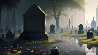 there is a cemetery with a lot of tombstones in the background, alexey egorov, by Eglon van der Neer, bussiere rutkowski andreas rocha, eerie nostalgic concept art, background artwork, by Otakar Kub�n, martin raphael lacoste, graveyard landscape, graveyard background, graveyard, cemetery, stefan koidl inspired