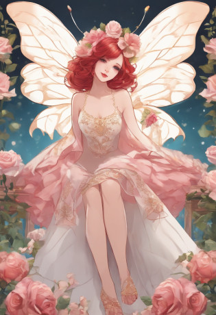 Full-body portrait front view, Negative tarot cards on white background, Ultra detailed complex colorful rose graffiti silhouette vector background, Sunshine, Natural light, Very strong headlights, A masterpiece of the finest quality ultra-detail, Ultra-realistic color flat color pastel blend2.5D 1 anime cute tall very thin beautiful girl, Ultra-detailed, Complex flat colors, Fluffy, Symmetrical, Attractive cleavage, and short red and pink hair, white�stockings, Colorful flat colors symmetrical fairy wings, Butterfly hair ornaments, flower hair ornaments, sandals, medalion, Walking, A masterpiece of the finest ultra-detailed colored white cotton cocktail dresses, Azure water splashes underfoot, sunshine on face, Head light, Front light, ventania, album covers, Clean art, Colorful, Symmetrical, 2d vector art, 2D illustration art, Flat color art, 128K resolution, Glamorous, Digital art, Digital painting, Color ink illustration, Ultra-fine and sharp focus, Digital illustration, Perfectcomposition, vibrant, Golden ratio, Rose graffiti, Flat color art, digital watercolor painting,