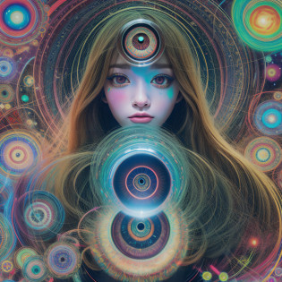 a close up of a person holding a camera with an eye in the middle, ( all seeing eye ), all - seeing eye, trippy visuals, opening third eye, all seeing eye, psychedelic illustration, psychedelic visuals, psychedelic surreal art, by Lubin Baugin, psychedelic cosmic horror, 3rd eye, third - eye visions, trippy!!! symbolic, otherworldly visuals