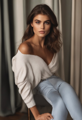 Femme arafed  , Kukami garde les cheveux , fille sexy aux yeux bruns, Portrait de Kaia Gerber , cheveux bruns et grands yeux, selfie of a young woman, Yeux de chambre, Violet Myers, pas de maquillage, maquillage naturel, looking straight at camera, Visage avec Artgram, maquillage fin, Superbe plan complet,  d�collet�, bien en chair, , grosses cuisses , gros seins