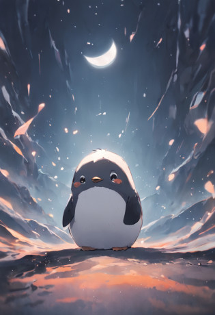photoRealstic?How to draw a cute picture ((Chonkey Penguin ?)) Go on an adventure, Cute look, A ((Small Bag Pack)) In the depths of the penguins, hard disk ,Soft contrast, ((Fluffy Penguins ?)), Adorable