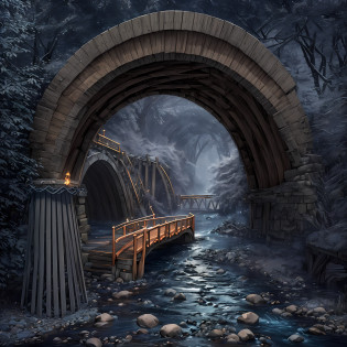 Computer, Extensive ultrasound photography (general view, bridge 1:5, Scale, realistic fantasy, ultradetail, volumetric, detailed clarity, general view, detailed gloomy landscape bridge arch, under the bridge, computer accuracy, 1:2, 8kk.   large beer barrel, bridge arch, bridge, (inscription new era legend),realistic fantasy, detailed, 1:5, 4kk, three-dimensional picture, fire, fog, rain, river, night, darkness, effective In the foreground is a large beer barrel, a large stone bridge, a bridge arch, gray, swamp colors (ultradetailed), a bridge arch, a bank under the bridge, steps, a spider's web under the pavement, a large wooden barrel (1:2), made of wood (ultradetailed), a bridge arch,  Rocks, River, Dark, Dark Colors, Horror, Magic(Best Quality), 4K, Ultra Detailed, (Dynamic Composition: 1.4), High Detailed, Colorful Details, (Dark Colors: 1.2), (Luminous Lighting, Atmospheric Lighting), Cold, Gloomy, Magical