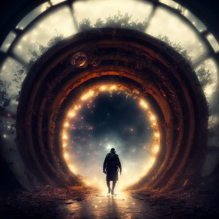 (gloomy illumination, insane, stunning, dramatic), dreamlikeart, Cinematic Shot A steampunk intergalactic portal, High Detail, cinematic composition , (by Jules Vern, by HG Wells, by Edgar Rice Burroughs ) Retro Sci-Fi, , UHD, HDR10, 16K