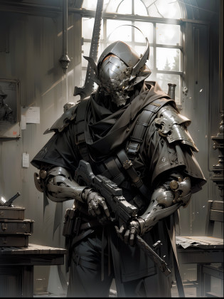 (((Masterpiece))),(((Best quality))),(((Amazing detail))),((illustration)),((A high resolution)),((8K)),escape from Tarkov,PMC,ink painting,monochrome,battle,war,combat,Battle Stance,Combat posture,Shooting preparation,realistic,Decolorization,chiaroscuro, backlighting, dithering,Correct firearms construction
