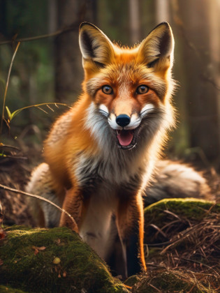 (Fox Realista), animal selvagem, feroz, com dentes grandes afiados), (Imagem ultrarrealista altamente detalhada:1.2), (fotorrealista:1.2), com detalhes intrincados. (Background with lighting effects with rays and powers of bright colors with high contrast and saturation:1.2). ((cinematic photography, UHD, 8k)), ((de corpo inteiro)), ((foco n�tido:1.2))