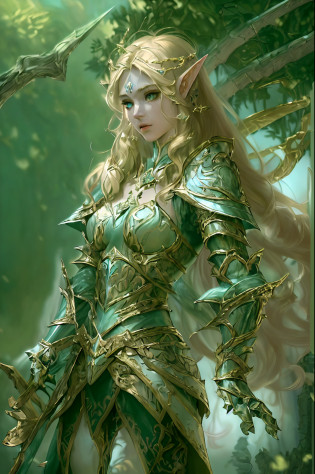 high details, best quality, 8k, [ultra detailed], masterpiece, best quality, (extremely detailed), dynamic angle, ultra wide shot, photorealistic, fantasy art, dnd art, rpg art, realistic art, a wide angle, (((anatomically correct))) a picture of an elf knight, elf warrior, princess knight, shinning knight, ready for battle with her mount (intense details, Masterpiece, best quality: 1.5), female elf (intense details, Masterpiece, best quality: 1.5), ultra detailed face, ultra feminine, fair skin, exquisite beauty, gold hair, long hair, wavy hair, small pointed ears, dynamic eyes color, wearing heavy elven armor, shinning metal, armed with elven sword Divine_sword_Irelia, standing near her mount, dynamic mount , green meadows, blue skies background and some clouds background depth of field (intricate details, Masterpiece, best quality: 1.5), full body (intricate details, Masterpiece, best quality: 1.5), high details, best quality, highres, ultra wide angle