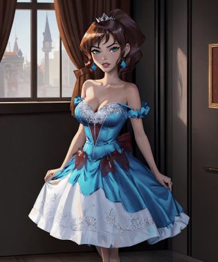 (cowboy shot,masterpiece, high quality, 64k, uhd, extremely detailed, extremely intricate, professional, extremely detailed face, extremely detailed eyes)
BREAK
 <lora:GwenUAF_Omniverse1.0:0.9> GwenUAF Omniverse, ponytail, dress,(( tiara, princess, jewelry))
<lora:ballgown:1.0> ballgown, ((black and red)), 
BRAEAK 
castle indoors, indoors, posing for portrait,