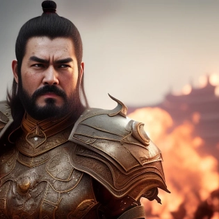 cinematic action still shot, photo of (T***dreamboothmodelofgirlfriend)k:1. 15) Dynasty Warriors , A Chinese generals in the Three Kingdoms period, Guan Yu, Chinese military general of the Three Kingdoms period, male, middle-aged, standing, full body, strong, wearing gorgeous armor, phoenix eyes, long beard, holding weapon, 3D model, photorealistic rendering, Unreal Engine , video game, (blood smears on skin:1. 43), (wearing fantasy armor:1. 2), ((covered in blood splatter, dirty, filthy)), (Chinese style city wall :1. 27), (combat, fire, burning, flame, moat, mist, smoke, fog, gritty, rubble, destruction:1. 25), (cinematic lighting, dramatic lighting, volumetric rays, god rays, ambient occlusion, rtx:1. 23), (dreamboothmodelofgirlfriend detailed face), beautiful, (intricate, 8k, highly detailed, sharp focus:1. 1), photo shot on dslr, (art by greg rutkowski and WLOP and samdoesarts and cgsociety:1. 05), masterpiece