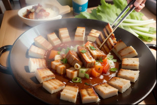 Thinly sliced pork?Baked juicy?Generate a visual representation of savory samgyeopsal cuisine?
Grilled pork that is satisfying to eat?Enjoy with vegetables?Imagine an image depicting a plate of exquisite samgyeopsal?
Samgyeopsal pork grilled on the grill?combines aroma and juiciness,?Be sure to generate appetizing images?
Samgyeopsal, a representative of Korean cuisine?Please draw an attractively drawn image with a stylish table setting.?