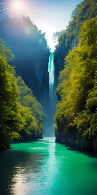 Analog style,ChromaV5,nvinkpunk,(extremely detailed CG unity 8k wallpaper),An image of a majestic river, trees on the sides, tiny waterfall, intense fog ,award winning photography, Chromatic Aberration, Detailed , HDR, Bloom, style by Monet, Pissarro, and Sisley ,trending on ArtStation, trending on CGSociety, art by midjourney