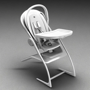 fullview baby high chair, style like grogy pram product design render on white background octane 4K render intricate and detailed texture, design by dieter rams apple �ar 3:4