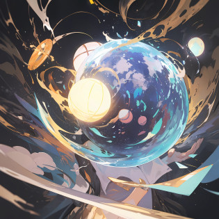Create an image of a life sphere that is the size of a basketball. The sphere should appear sturdy and radiate both light and darkness within it. The surface of the sphere should resemble transparent crystal, revealing a bright white light and accompanying darkness. The light emanating from within the sphere symbolizes brightness, hope, and goodness in life. Meanwhile, the surrounding darkness represents challenges, difficulties, or unknown aspects of life.

Portray the bright white light with a radiant glow and captivating reflections. The darkness surrounding it should convey a sense of mystery and intensity. Ensure that the life sphere appears solid and substantial.

This artwork can depict a life sphere that showcases both light and darkness. The sphere invites viewers to contemplate the complexities and contrasts in life, emphasizing the importance of embracing and navigating both brightness and darkness.
