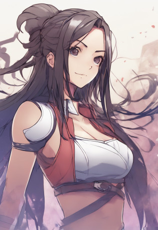 um desenho de uma mulher em uma saia com um top em, Nico Robin, high quality colored sketch, from one piece, nami from one piece, Tifa Lockheart glamourosa, nami one piece, tifa lockheart, fanart requintada altamente detalhada, Tifa Lockhart, Retrato sedutor de Tifa Lockhart, Nezuko, mulher anime, personagem de anime feminino