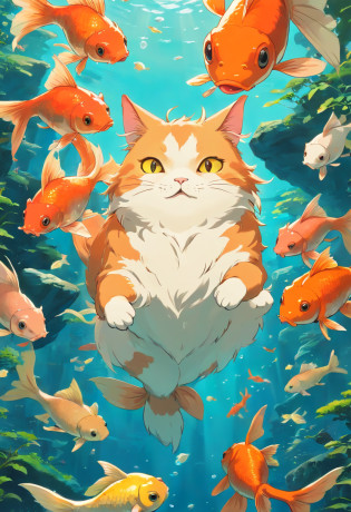 Cat face?Goldfish body?Limbs of goats