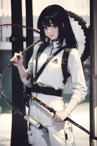 ((((Have a fishing rod with a reel:1.5)))),((Female 28 years old)),((Best Quality:1.5)),(((Fine fingers?Ratio 4 fingers and 1 thumb,detailed arms,detailed human hands))),(((Hands with the correct number and structure of fingers:1.4))),((Lakeside:1.37)),hight resolution,ultra-detailliert,?masterpiece,best qualtiy,(Eight-headed body),(1 fishing rod,Holding a fishing rod in your hand,Fishing lure rod,Fishing Reels,Long Sleeve Outdoor Vest,Long pants for fishing,Big backpack),thin and long legs,Beautiful hip line,Beautiful spine,constricted back,Toned waist,beutiful breast),,Gentle smile,shiny lip,(1 fishing rod,Straight stretch fishing rod,Long fishing rod,Woman fishing with fishing rod in hand),Black hair, long eyeslashes, Solid Circle Eyes, drop shadow, Atmospheric perspective,Super Detail, ccurate, small brest,top-quality, blurry backround, bokeh dof:1.2, (?masterpiece:1.3), Atmospheric perspective,Super Detail,dynamic compositions, Ultra High Quality,