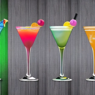 three different colored cocktails are lined up in a row, drinks, mixed drinks, colorful cocktail, cold drinks, highly detailed illustration, photorealistic illustration, hd illustration, drink fact, bar background, drink, ultra realistic 3d illustration, digital rendering, realistic illustration, awesome digital illustration, digital illustration -, rendered art, cocktail drink, no human, food, fruit, food focus, mug, still life, glass, drinking glass, realistic, blurry, ice cube, lemon, leaf , orange (fruit), ice, drinking straw, cherry, lemon slice, cocktail, orange slice