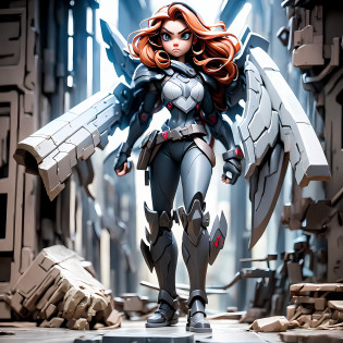 Standing alone??Female angel whose whole body is a machine???machine wings??cyberpunked?Cool Beauty?Face strong enemies?Engineers??Veteran Hero??Counter Attack?full body Esbian?Ready for Battle????AT field fully open?????evangerion???Golden hair???White armor???Holding the Sword of Judgment?