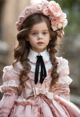 Victorian Kids?kawaii girl?Gamine?Young children? 1. **lo fashion**: Victorian fashion is characterized by dressy and elegant design?Ruffles and laces?corsets?Try incorporating elements such as long dresses? 2. **hairstyle on**: Women's hairstyles in the Victorian era are often complex and delicate?Upstyling and curling?It is also a good idea to add ribbons and floral ornaments to the hair.? 3. **Features**: Little girl features with soft features?Beautie?kawaii?Beautiful 5. **accessorized**: Accessories played an important role in the Victorian era?Hats????gloves?umbrellas, etc.?By drawing accessories with attention to detail?You can give your character personality? Nice dress?florals?Luxurious costumes?pink there?PastelColors