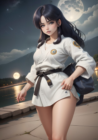 (Akanetendowaifu: 1), lindo, rostro cansado, (uniforme karate corto: 1.2),mujer bajo la luna, cabello corto, cabello largo,rostro detallado hiperrealismo, ojos detallados,ojos brillantes, mujer hermosa,piernas hermosas,nsfw,Teaching legs, vestido corto, piel humeda,sudor, manos con cinco dedos, pies con cinco dedos

(realista: 1.2), (realismo), (obra maestra: 1.2), (mejor calidad), (ultra detallado), (8k, 4k, intrincado), (disparo de cuerpo completo: 1), (disparo de vaquero: 1.2), (85 mm), light particules, luci, (muy detallado: 1.2), (cara detallada: 1.2), (degradados), nsfw, ojos coloridos y detallados,(fondo detallado), paisaje detallado, (Angle Dynamic: 1.2), (dynamic  pose: 1.2), (regla de third_composition: 1.3), (Line of action: 1.2), plano amplio, solo, luz espectacular,fondo lago jardin japones, paisaje nocturno,estanque peces, luna reflejada, de noche,luz de la luna,cielo estrellado