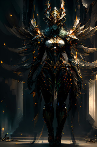imagem arafed de uma mulher com asas e uma espada, Estilo de Raymond Swanland, armadura impressionante, inspirado em Raymond Swanland, CGSsociety, impressionante;, Armadura Dourada Angelical, armadura bonita, Directed by: Raymond Swanland, arte conceitual digital de alta qualidade, Vencedor do concurso CGSetline, wearing witchblade armor, Vencedor do concurso CGSetline!!!, epic exquisite character art, por Yang J