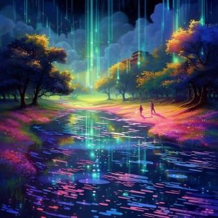 A vast desert of crystal sands under a twilight sky, its dunes refracting the dying light into a symphony of colors. In the heart of this kaleidoscopic wasteland, a towering monolith of pure obsidian stands, a mysterious relic of a forgotten civilization. Its surface is etched with ancient, cryptic glyphs that glow intermittently with an ethereal light.