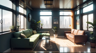 solarpunk arafed living room with a large sofa and a large window, solarpunk looking living room, retro solarpunk apartment, solarpunk room, solarpunk interior, solarpunk bedroom background, solarpunk decoration, solarpunk apartment, spaceship interior, sci-fi interior, solarpunk apartment, sci fi engine room living room, games room in 2 0 4 0,  Scifi room, the solarpunk apartment
