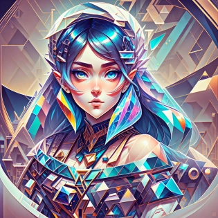 fashion girl, close-up, flat illustration, geometric shapes, look into camera, colorful niji5-- style expressive --auto --s2