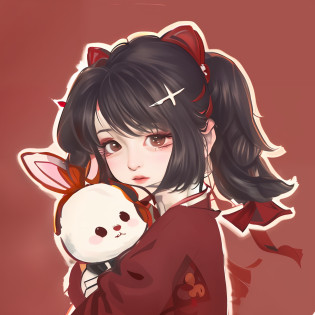 Anime girl with rabbit in her arms, akane owari danganronpa, digital art from danganronpa, shalltear from overlord, junko enoshima from danganronpa, Loli, by Kamagurka, author?Master of Han Chinese, in an anime style, chiaki nanami from danganronpa, by Puru