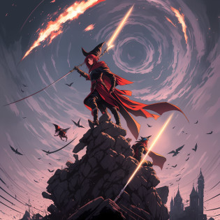 Witch Hunter and Acrobat hybrid with a rapier and an anime-style cape with an animal and the red and black outfit of a japanese anime, in the style of a risograph �ar 9:12
Witch Hunter and Acrobat hybrid with a rapier and an anime-style cape with an animal and the red and black outfit of a high-concept scifi anime by ashley wood and phil hale, 4K detailed post processing �h 450