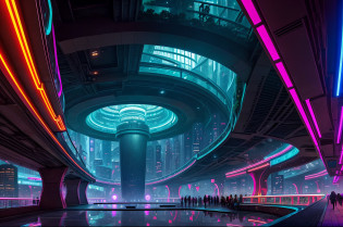 an underground city, futuristic, vibrant neon lights, bustling crowd, towering skyscrapers, advanced technology, underground market, holographic displays, flying vehicles, elevated walkways, transparent domes, architectural marvels, hidden passages, labyrinthine tunnels, mysterious atmosphere, underground gardens, cascading waterfalls, bioluminescent plants, energy-efficient infrastructure, sustainable living, interconnected network, secret societies, bustling nightlife, surveillance systems, perpetual twilight, breathtaking skyline, innovative designs, subterranean transportation, utopian vision, hidden gems, urban exploration, mesmerizing vistas, multidimensional art installations, diverse cultures, harmonious coexistence, bustling cafes, underground music scene, reimagined history, underground libraries, cultural festivals, vibrant street art, panoramic skylights, underground living quarters, opulent shopping districts, vibrant subcultures. (best quality,4k,8k,highres,masterpiece:1.2),ultra-detailed,(realistic,photorealistic,photo-realistic:1.37), HDR,UHD,studio lighting,ultra-fine painting,sharp focus,physically-based rendering,extreme detail description,professional,vivid colors,bokeh.