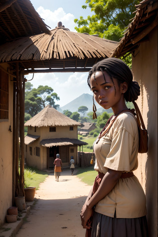 Transport your viewers to an ancient African village, where an old school bus stands as a nostalgic relic of the past. The village is steeped in history, with mud-brick buildings and thatched roofs adorning the surroundings. The school bus, weathered by time and painted in vibrant colors, becomes a striking contrast against the rustic backdrop. Capture this scene with a photorealistic style, utilizing a wide-angle lens to showcase the expansive village and the intricate details of the bus. Pay attention to the textures of the mud-brick buildings, the thatched roofs, and the faded paint of the bus. Enhance the warm and earthy tones in post-processing to create an authentic African atmosphere. Incorporate the local villagers and their daily activities to add depth and storytelling to the image. Let the natural light cast soft shadows and highlight the nostalgic beauty of the scene