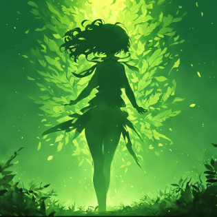 Silhouette of a healthy person standing on a leaf?simple design?What colors do you use??Color only?The leaves are soft green in color?Silhouette of a person is in a healthy and active pose?Expressing the link between balance and health?